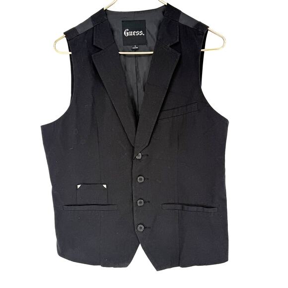 Guess Jackets & Blazers - Vintage 90s Guess Black Vest Burnout Velvet Crest Goth Dark Academia Small